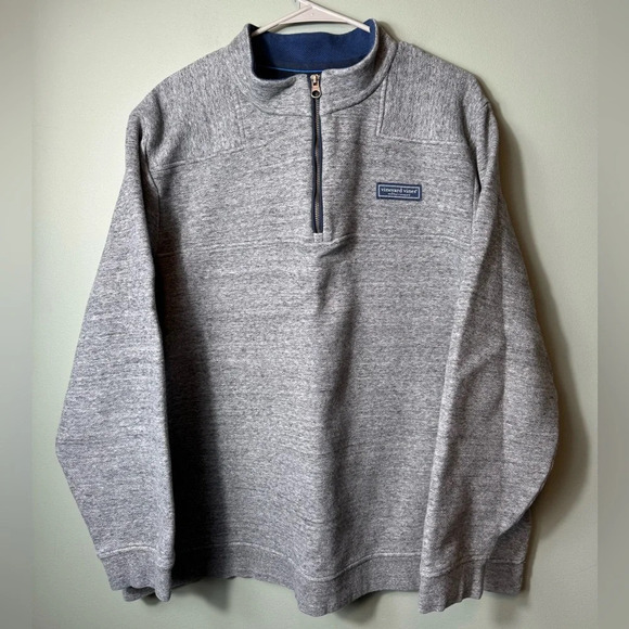 Vineyard Vines Martha’s Vineyard Shep Shirt Gray Quarter Pullover Zip XXL - Picture 4 of 8